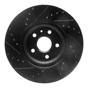 Cadillac CTS Brake Rotor (1) - Front Right - R1 Concepts - Drilled & Slotted - Black - `08-`17
